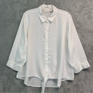Chico's Plus White Linen Blouse Size 3 1X